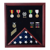 Military Flag and Medal Display Case - Shadow Box Veterans Made