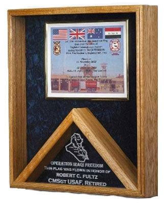Military Certificate And Flag Case - Flag Shadow Box