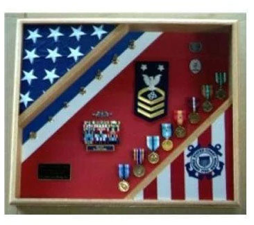 Coast Guard Flag Case, American flag display case, Flag and medal display case, Marine corps flag and medals display