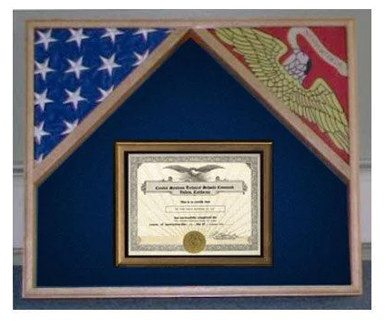Marine Corps 2 flags and Certificate Display Case